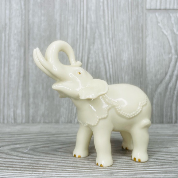 Rare Vintage Lenox Porcelain Elephant Figurines white gold figurine & bowl dish - Picture 5 of 16